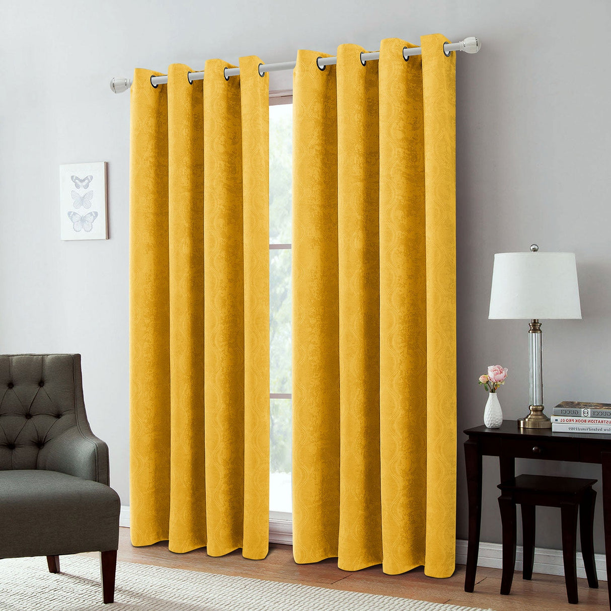 Andy Ogee Room Darkening Curtain Grommet Window Panel, 54x84 Inches from ShopBobbys