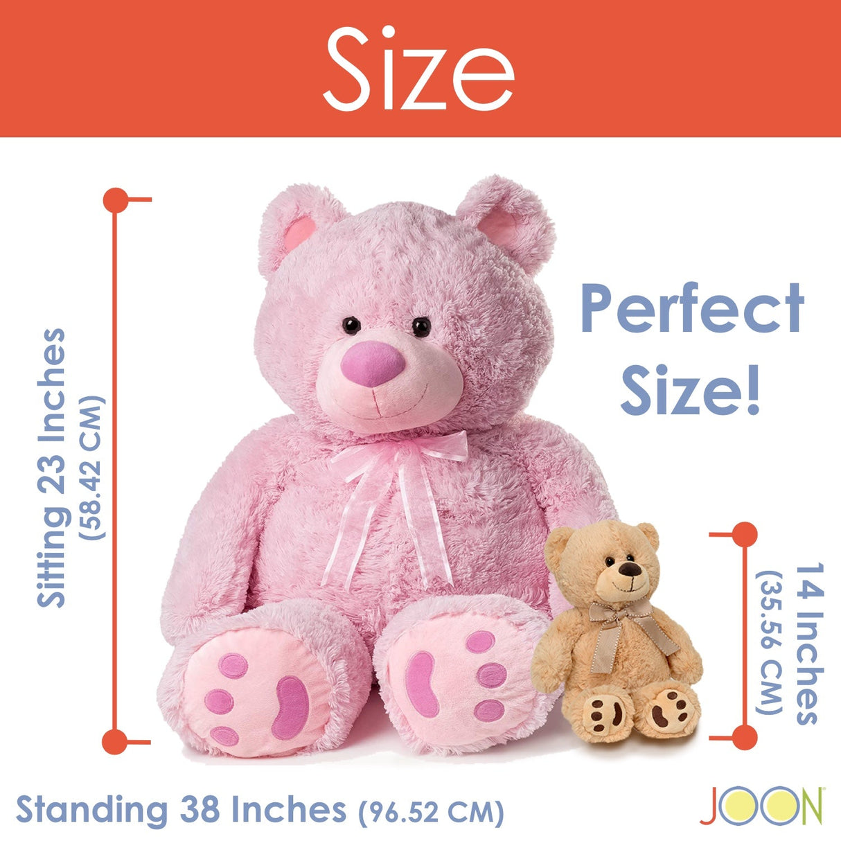 JOON Huge Teddy Bear With Ribbon, Pink from ShopBobbys