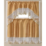 Paris Embroidered Kitchen Curtain Set, Swag 60x36, 30x36 Inches from ShopBobbys