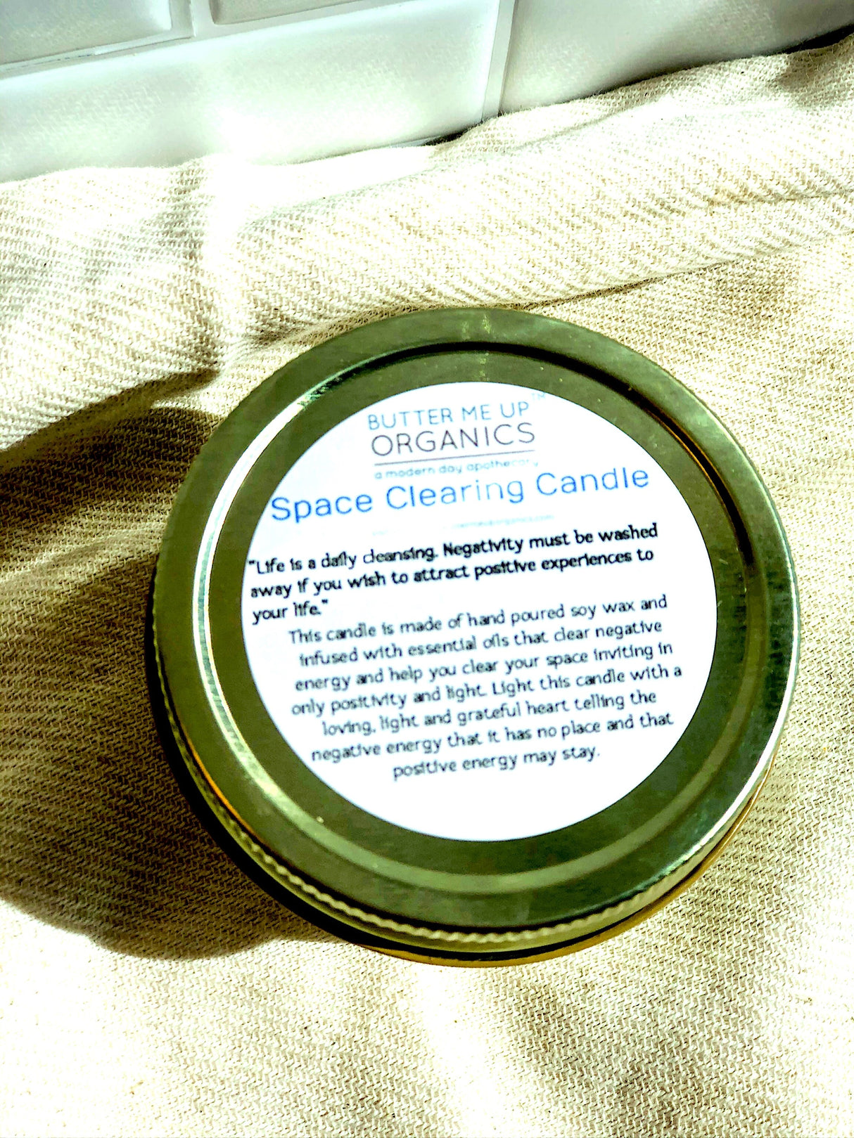 Space Clearing Candle/ Intention Candle / Organic Soy Candle / Candle with Crystals / Cleansing Candle from Butter Me Up Organics