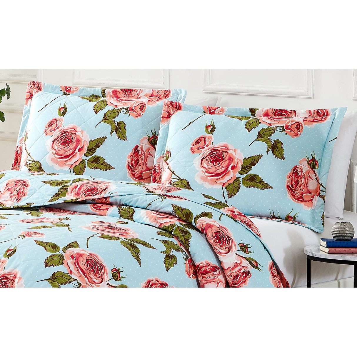 Laguna Casey 3-Piece Reversible Quilt Set, Blue from ShopBobbys
