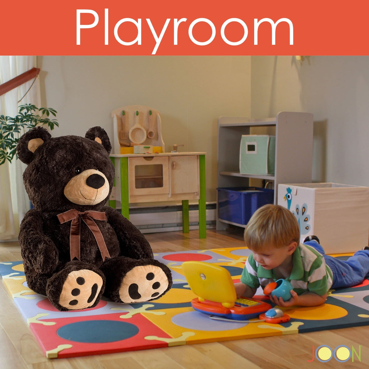 JOON Huge Teddy Bear With Ribbon, Dark Brown from ShopBobbys