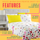PREMIUS Butterfly Soft Wrinkle-Free Microfiber Sheet Set, White-Multi from ShopBobbys