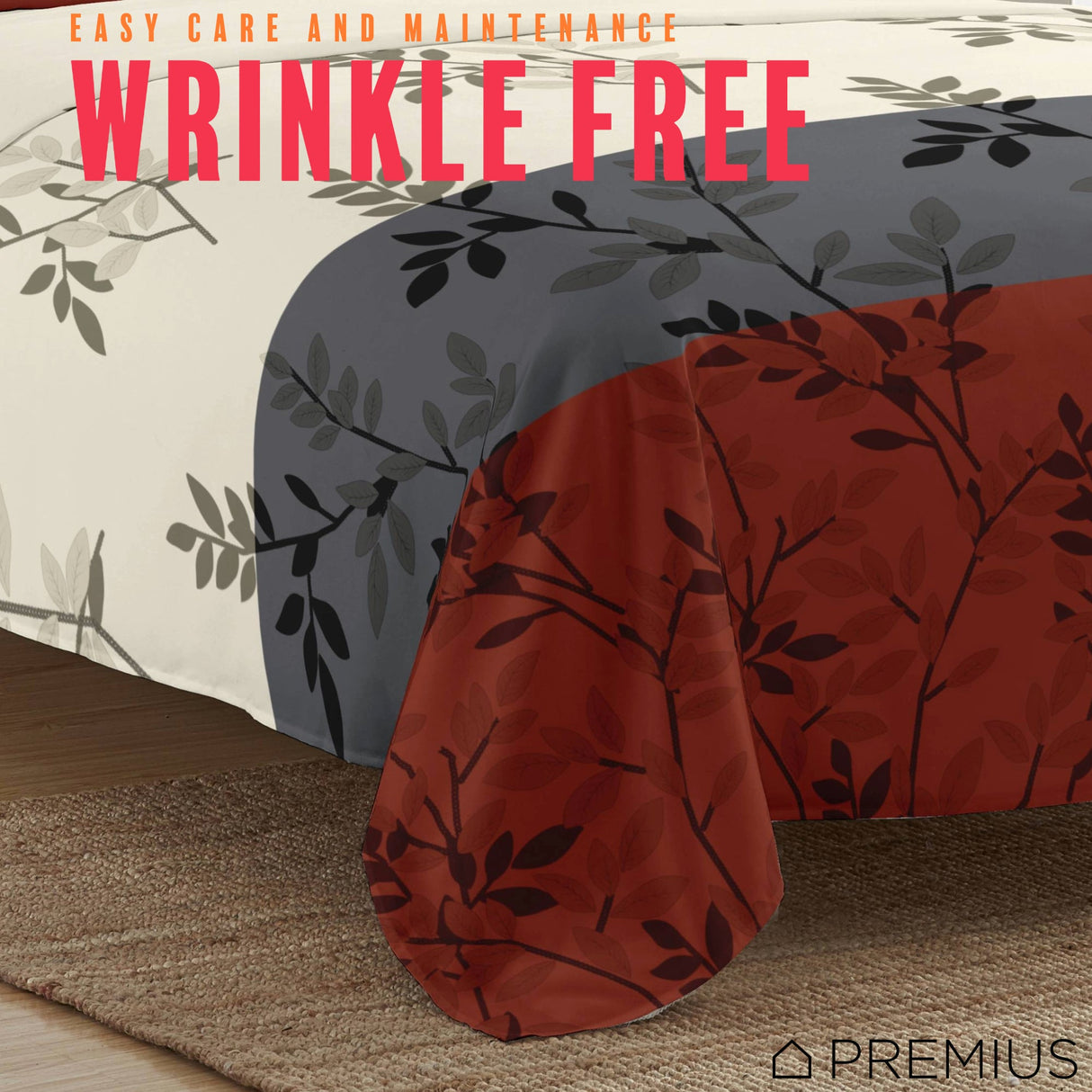 PREMIUS Isabella Soft Wrinkle-Free Microfiber Sheet Set, Brick-Gray-Beige from ShopBobbys