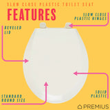 PREMIUS Slow Close Beveled Plastic Toilet Seat, Standard Round, 17 Inches from ShopBobbys