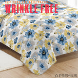 PREMIUS Eliana 3 Piece Microfiber Wrinkle-Free Quilt Set, Blue-Yellow from ShopBobbys