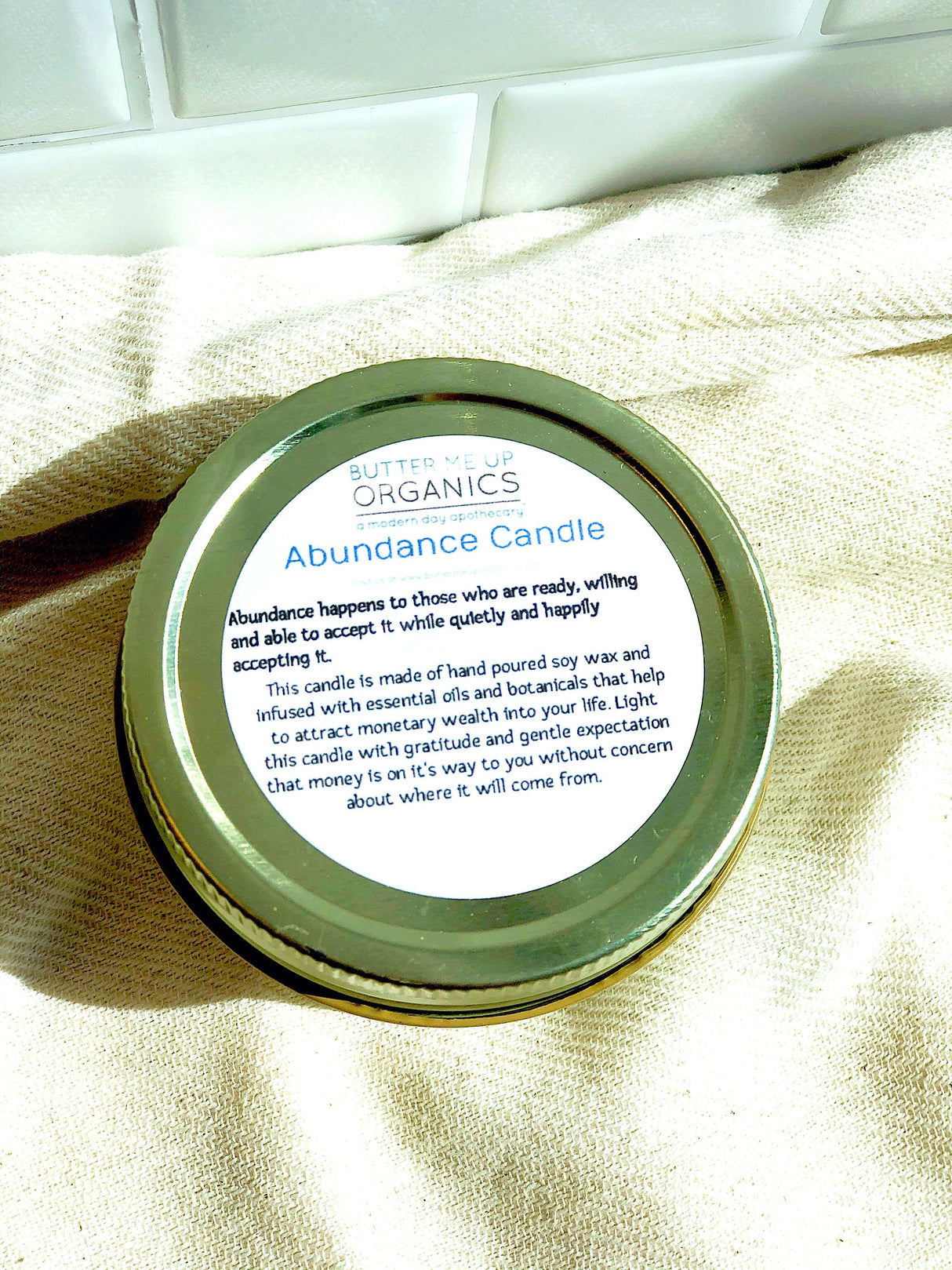Abundance Candle / Ritual Candle / Intention Candle / Hand Poured Candle / Soy Wax Candle/ Butter Me Up Organics / Good Luck Candle / Money from Butter Me Up Organics
