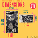 PREMIUS Mia 3 Piece Microfiber Wrinkle-Free Quilt Set, Black-Taupe from ShopBobbys