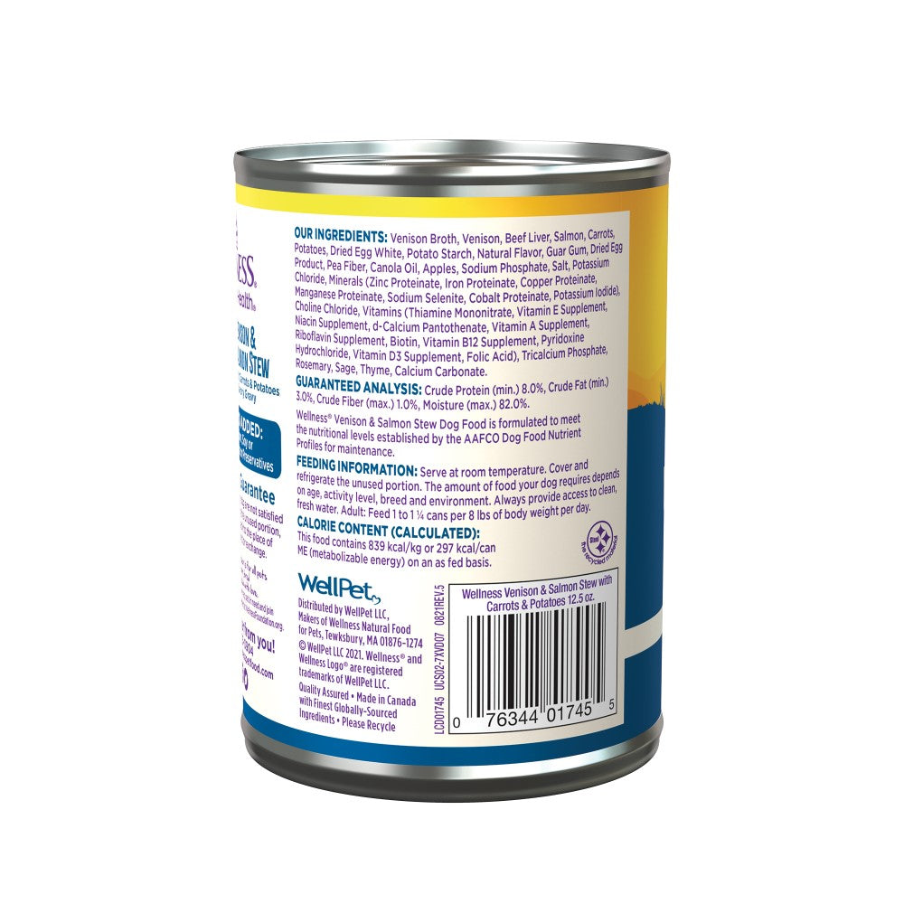 Wellness Adult Venison and Salmon Stew Wet Dog Food (12.5oz) from The Family Pet