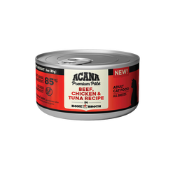 Acana Adult Grain Free Premium Pate Beef, Chicken and Tuna Wet Cat Food (3oz) from The Family Pet
