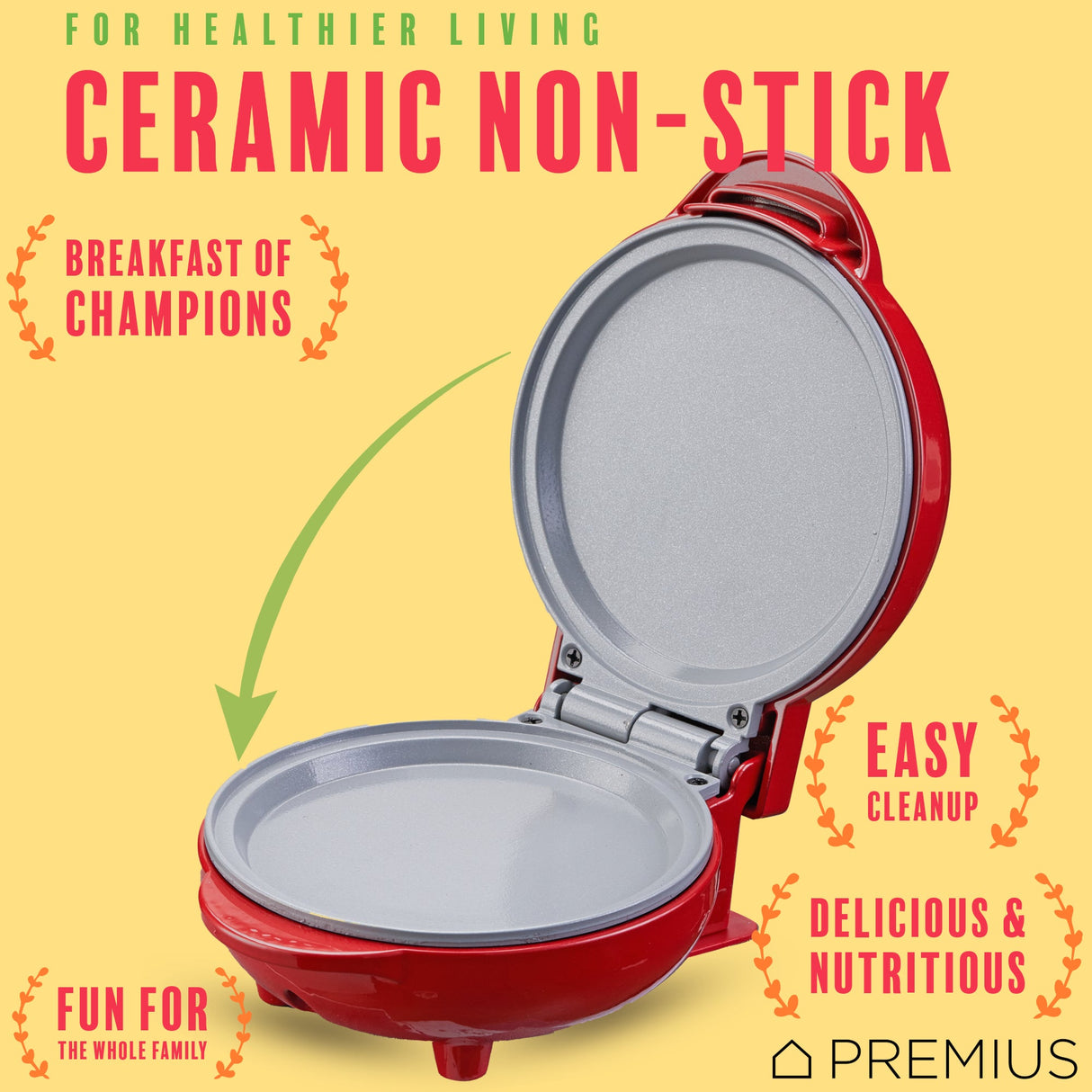 PREMIUS Ceramic Non-Stick Mini Snack Flat Griddle Maker, 4 Inch Mold from ShopBobbys