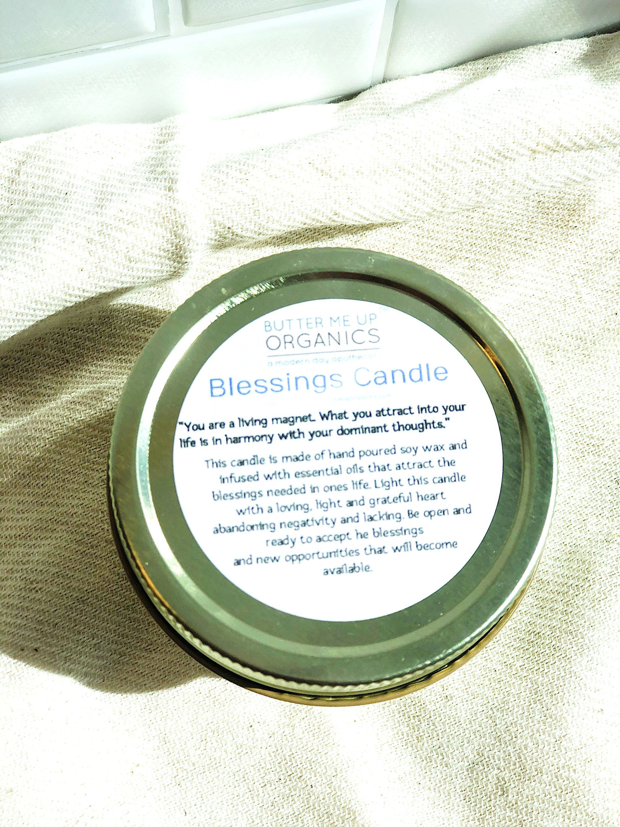 Blessings Candle / Intention Candle / Good Luck / Soy Handpoured Candle/ Candle with Crystals / Botanical Candle / Essential Oil Candle  from Butter Me Up Organics