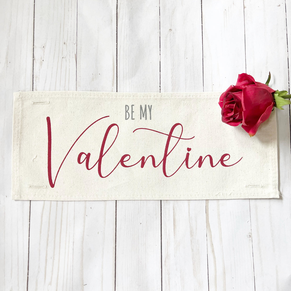 Holiday Panel:  Pure & Simple Aesthetic Classy Clean Boho Heart Cursive Honest Natural Love Winter; BE MY VALENTINE From PillowPanels