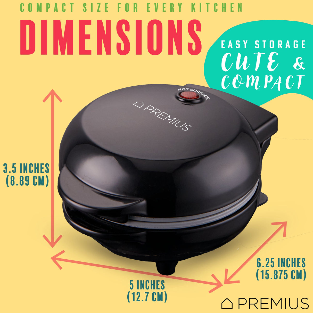 PREMIUS Ceramic Non-Stick Mini Snack Flat Griddle Maker, 4 Inch Mold from ShopBobbys