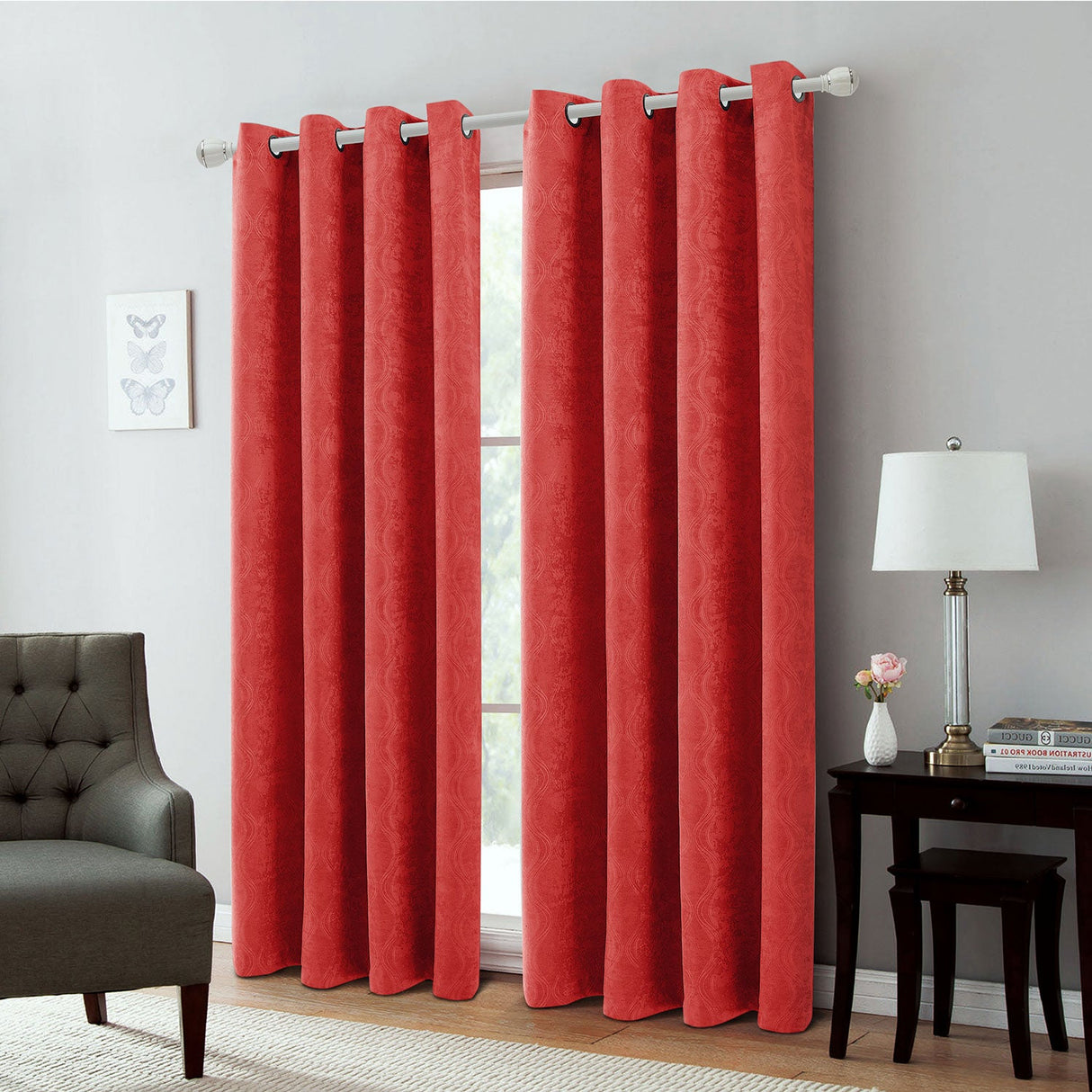 Andy Ogee Room Darkening Curtain Grommet Window Panel, 54x84 Inches from ShopBobbys