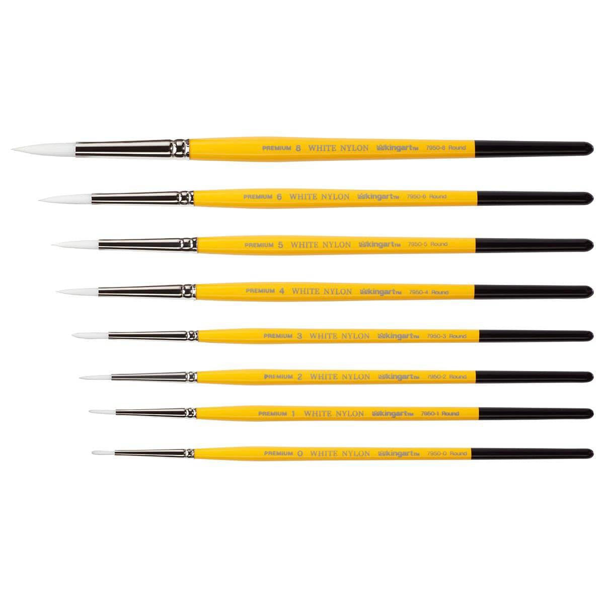 White Nylon 7950 Round Set, 8 pc from KINGART