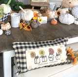 GIFT GUIDE:  FOR THOSE THAT ARE HARD TO BUY FOR!  SEASONAL SET: Buffalo Check Gingham Pillow (comes w/ foam insert & these 4 panels in back pocket)  SUNFLOWERS, SNOWMAN SCARVES, BE MY VALENTINE, SUMMER VINTAGE CAMPER From PillowPanels