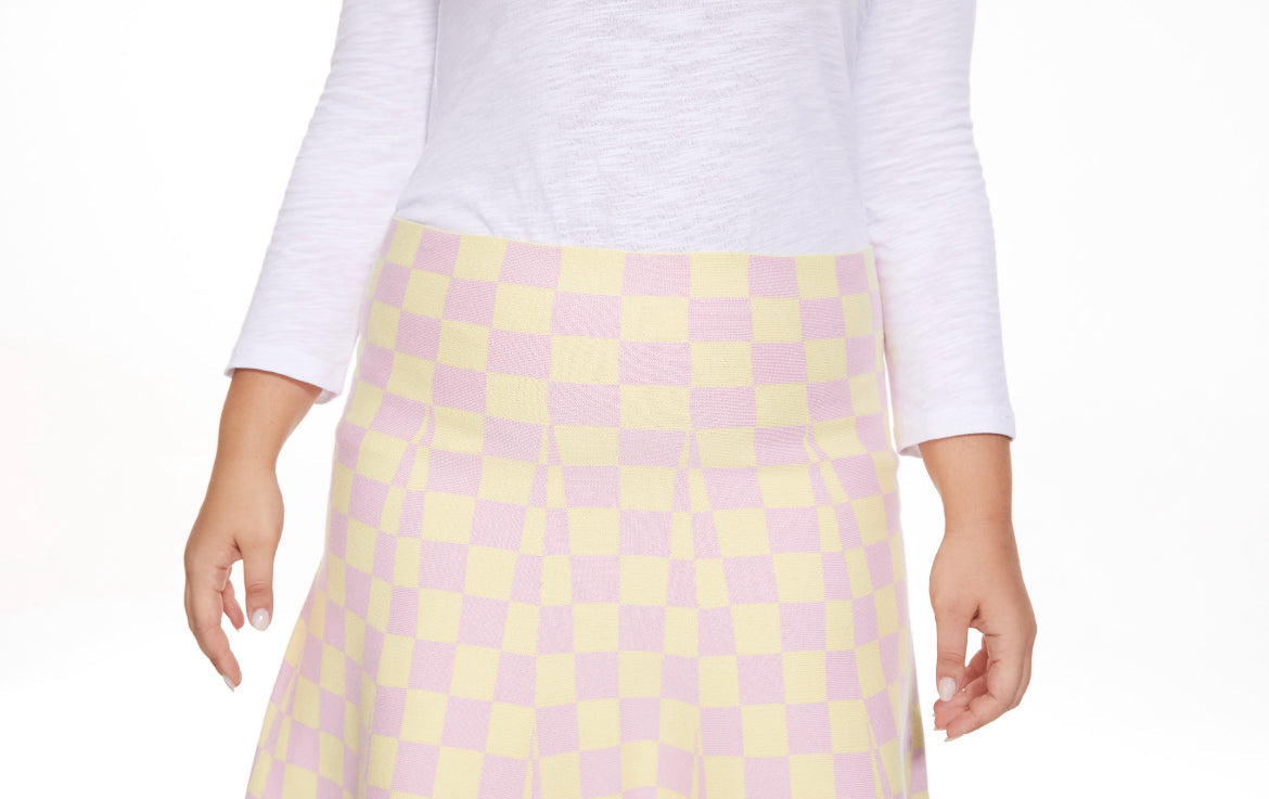 MM PURPLE LABEL - PINK YELLOW CHECKERED (PLUS SIZE) From Mia Mod