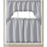 Maggie Kitchen Curtain Set with Macrame Fringes, Swag Valance 60x36, Tiers 30x36 Inches from ShopBobbys