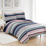 PREMIUS Mateo 3 Piece Microfiber Wrinkle-Free Quilt Set, Blue-Multi-Striped from ShopBobbys