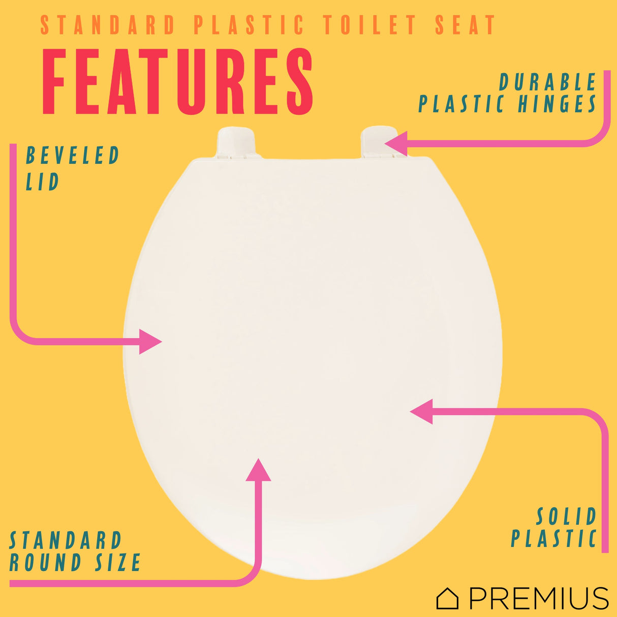 PREMIUS Beveled Plastic Toilet Seat, Standard Round, 17 Inches from ShopBobbys