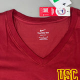 NIKE USC Trojans Logo Dri-Fit V-Neck T-Shirt Women's Sz XL Cardinal Red DQ1708-613 (New) from PayWut