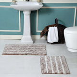 Premius Striped 2 Piece Non-Slip Bath Rug Set, 17x24, 20x32 Inches from ShopBobbys