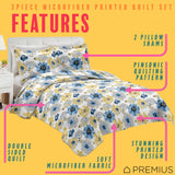 PREMIUS Eliana 3 Piece Microfiber Wrinkle-Free Quilt Set, Blue-Yellow from ShopBobbys