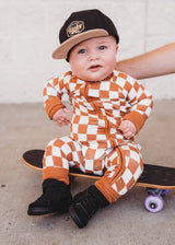 COPPER CHECKERS DREAM ROMPER from DREAM BIG LITTLE CO