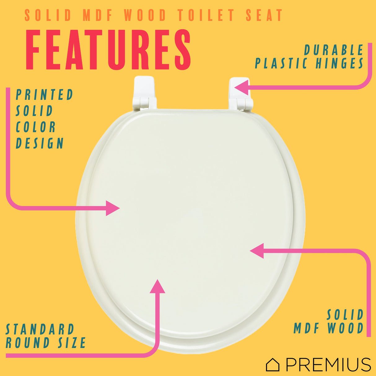 PREMIUS Wood Toilet Seat, Standard Round, 17 Inches from ShopBobbys