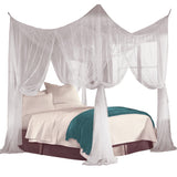 Just Relax Four Corner Post Elegant Mosquito Net Bed Canopy Set, White, Full-Queen-King from ShopBobbys