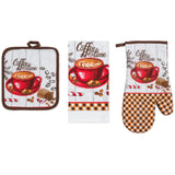 PREMIUS 3 Piece Printed Kitchen Linen Set, 1 Cotton Towel, 1 Pot Holder, 1 Oven Mitt from ShopBobbys