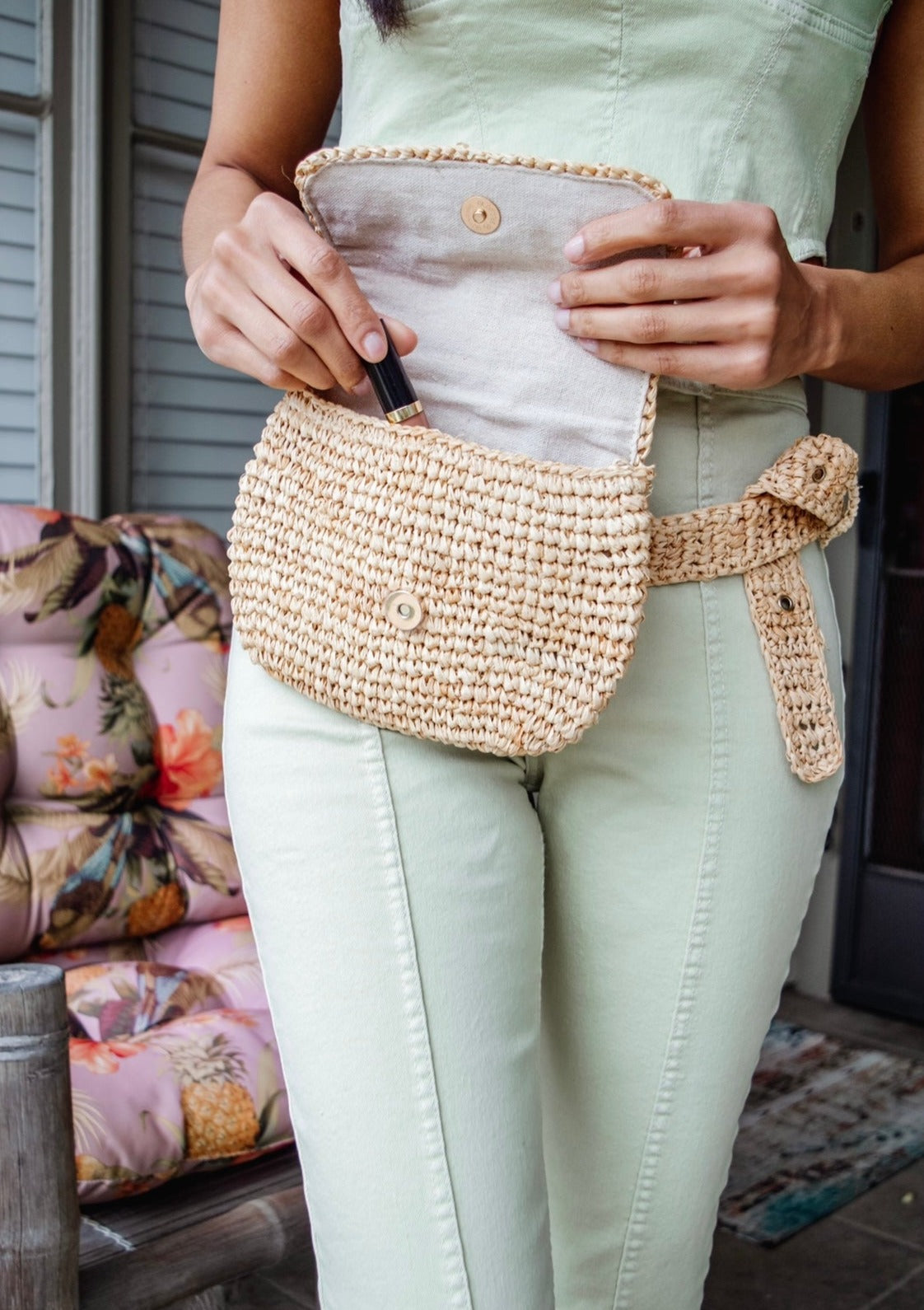 Straw Belt Bag- Natural from Hat Attack New York
