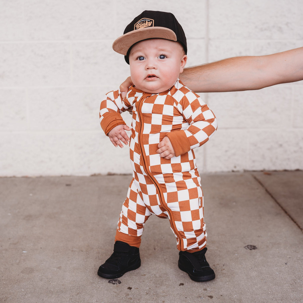COPPER CHECKERS DREAM ROMPER from DREAM BIG LITTLE CO