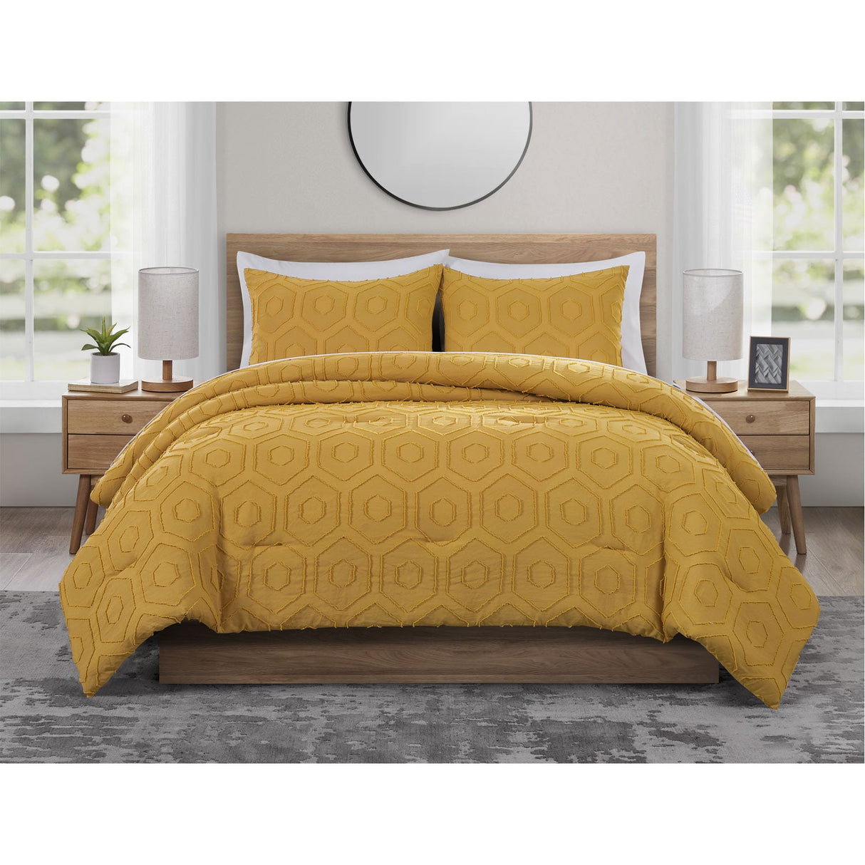 Jade + Oake Asher Modern Hexagon Microfiber Comforter Set from ShopBobbys