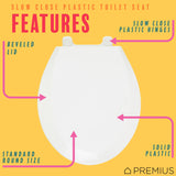 PREMIUS Slow Close Beveled Plastic Toilet Seat, Standard Round, 17 Inches from ShopBobbys