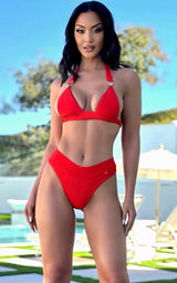 Bermuda: High Waisted Bottom in Red Rib From Chynna Dolls
