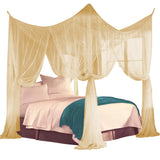 Just Relax Four Corner Post Elegant Mosquito Net Bed Canopy Set, Beige, Full-Queen-King from ShopBobbys