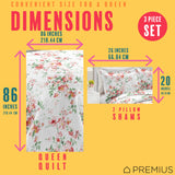 PREMIUS Jennifer 3 Piece Microfiber Wrinkle-Free Quilt Set, White-Red-Green from ShopBobbys