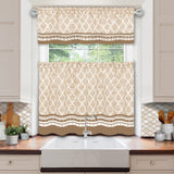 Achim Boho Printed Kitchen Curtain Set, Mocha, Valance 58x13, Tiers 58x36 Inches from ShopBobbys