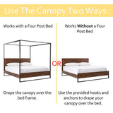 Just Relax Four Corner Post Elegant Mosquito Net Bed Canopy Set, Beige, Full-Queen-King from ShopBobbys