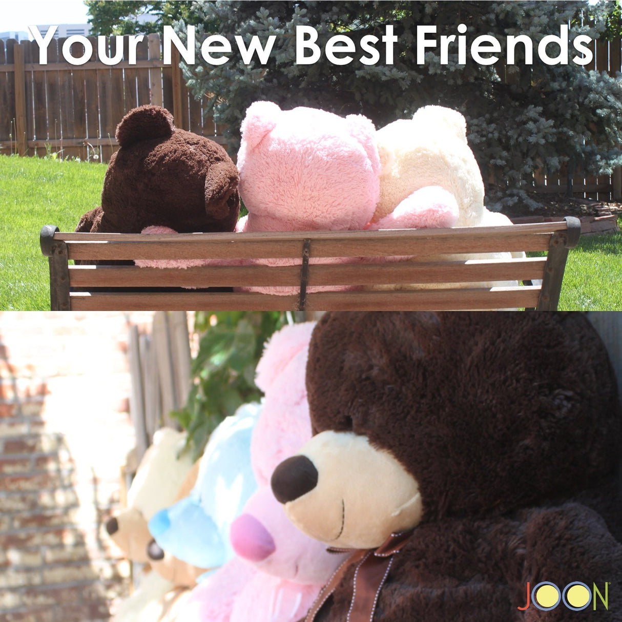 JOON Huge Teddy Bear With Ribbon, Cream from ShopBobbys