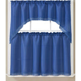 Maggie Kitchen Curtain Set with Macrame Fringes, Swag Valance 60x36, Tiers 30x36 Inches from ShopBobbys