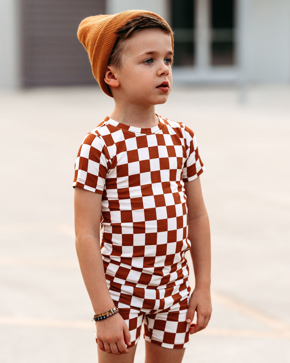 COPPER CHECKERS DREAM SHORT SET from DREAM BIG LITTLE CO