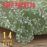 PREMIUS Fernando Soft Wrinkle-Free Microfiber Sheet Set, Green-White from ShopBobbys