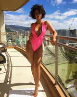 Naz: Zip Front One Piece in Bubblegum Pink from Chynna Dolls