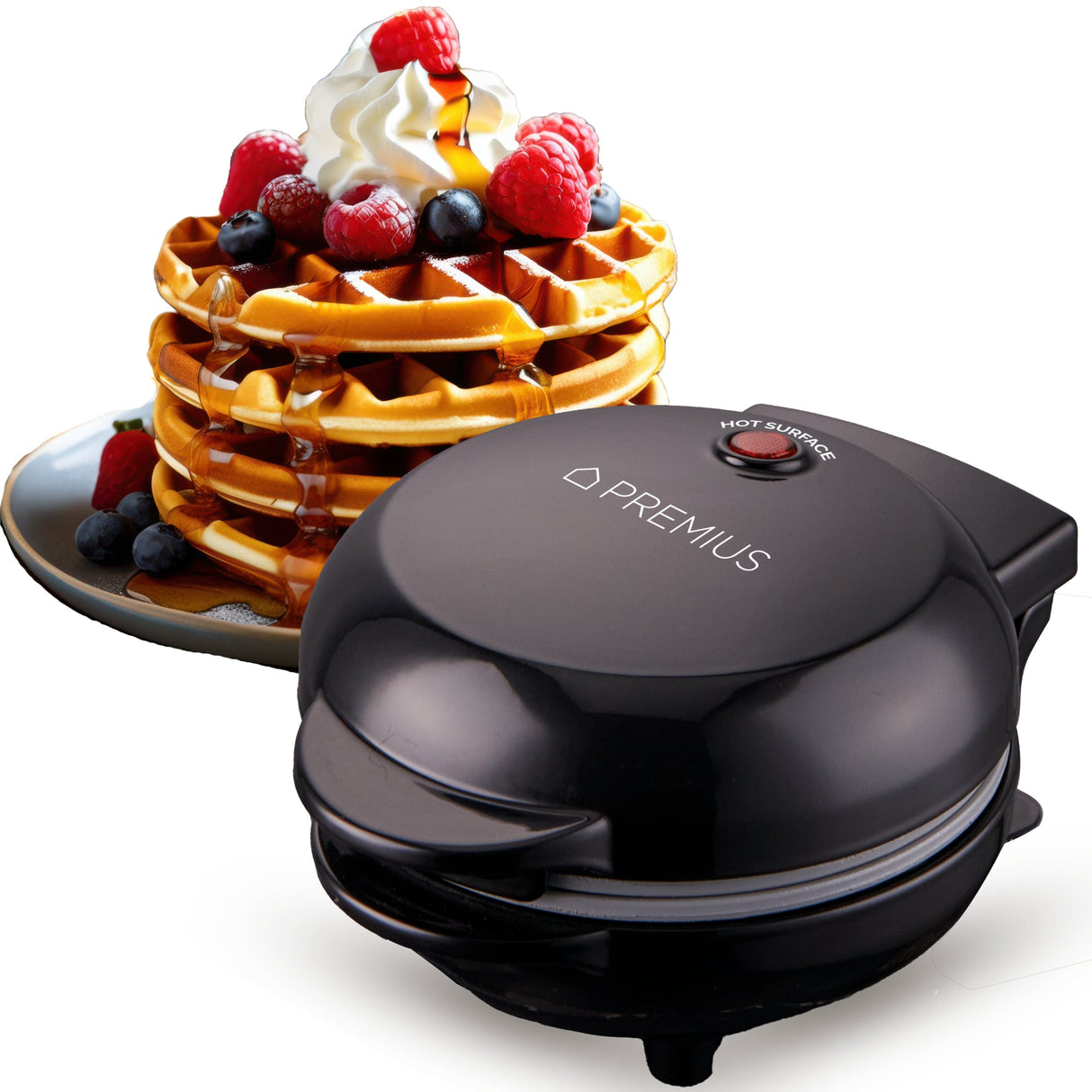 PREMIUS Ceramic Non-Stick Mini Snack Waffle Maker, 4 Inch Mold from ShopBobbys