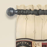 Achim Cozy Cafe Printed Kitchen Curtain Set, Tan-Black, Valance 58x13, Tiers 58x36 Inches from ShopBobbys