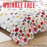 PREMIUS Butterfly 3 Piece Microfiber Wrinkle-Free Quilt Set, White-Multi from ShopBobbys