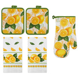 PREMIUS 5 Piece Printed Kitchen Linen Set, 2 Cotton Towels, 2 Pot Holders, 1 Oven Mitt from ShopBobbys